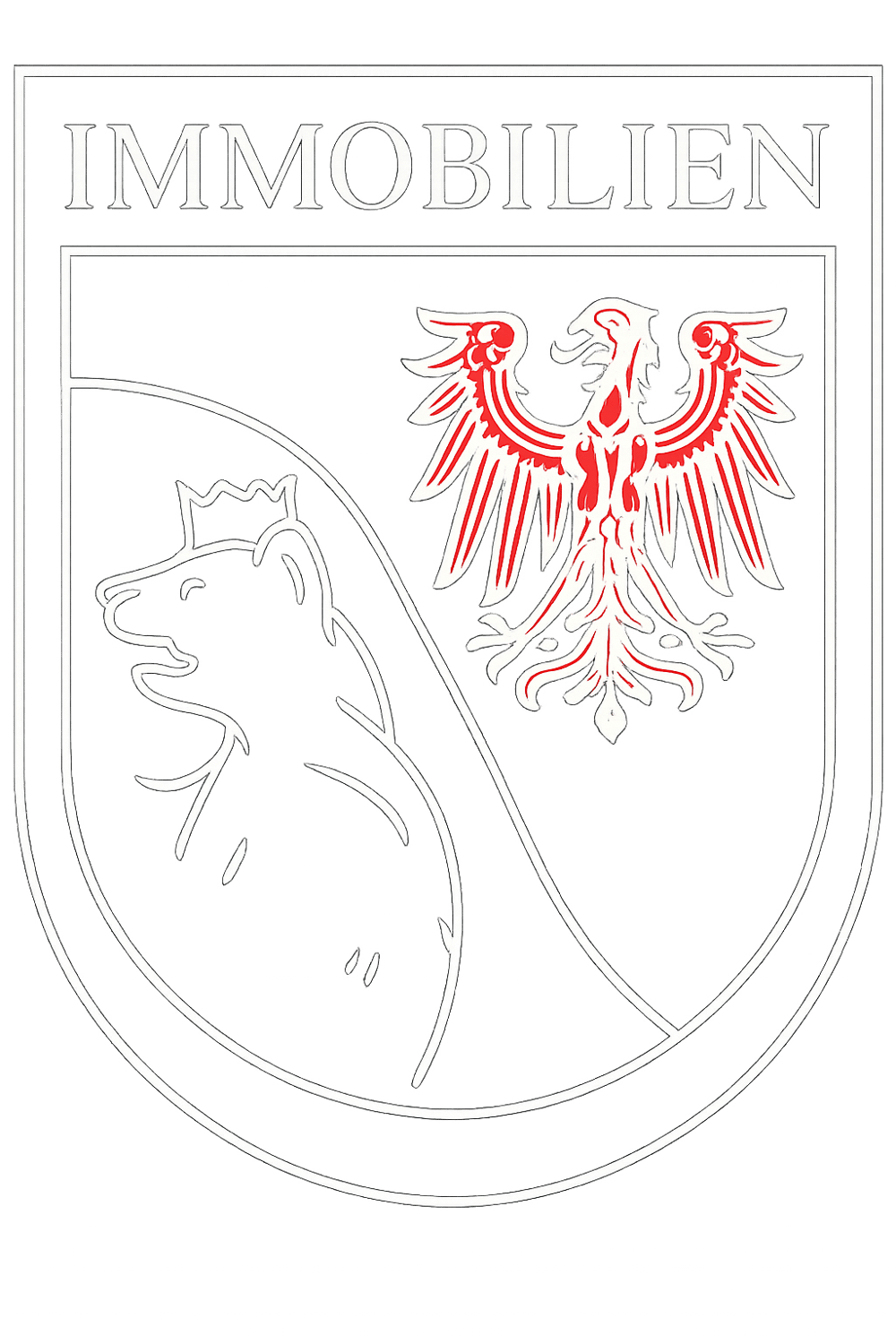 Kuhnt Immobilien Logo mit der Aufschrift „IMMOBILIEN“, einem Bär mit Krone und einem roten Adler.